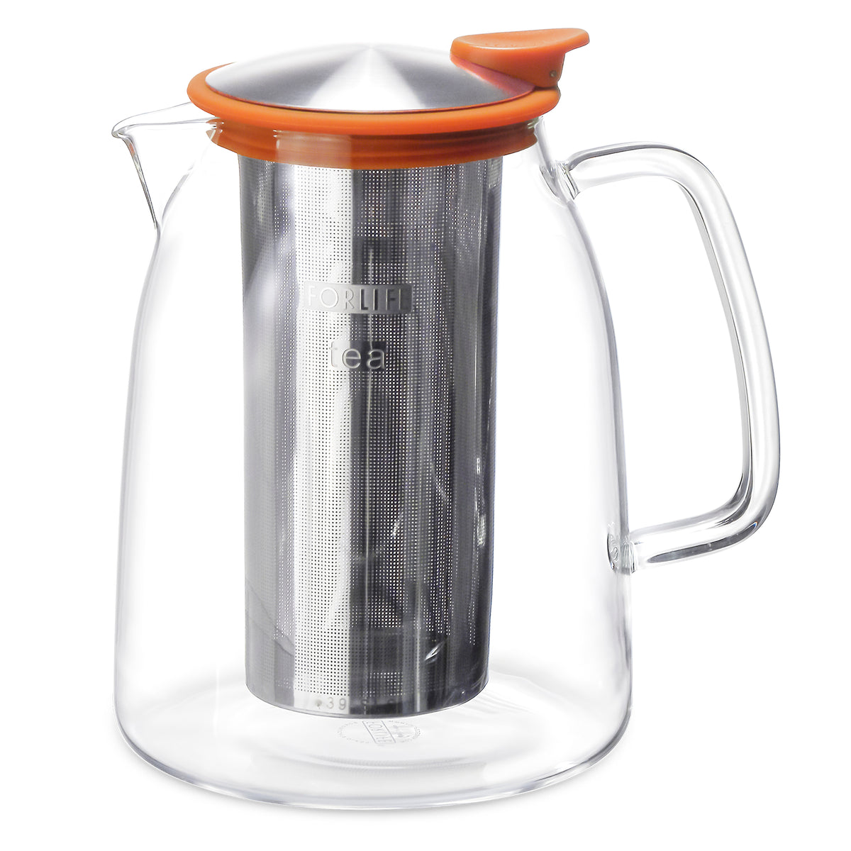 Mist Glass Iced Tea Jug with Basket Infuser, 68 oz. FORLIFE Design