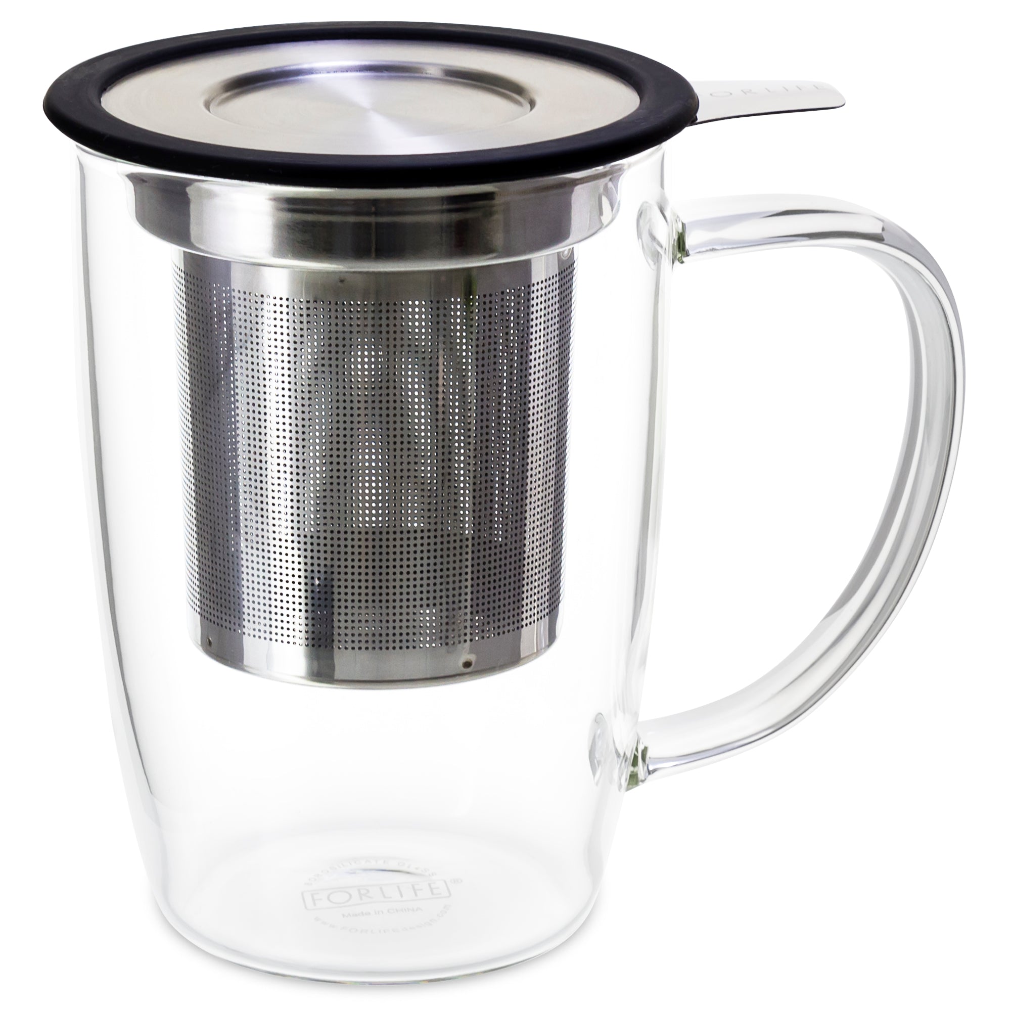 NewLeaf Glass Tall Tea Mug with Infuser & Lid 16 oz.