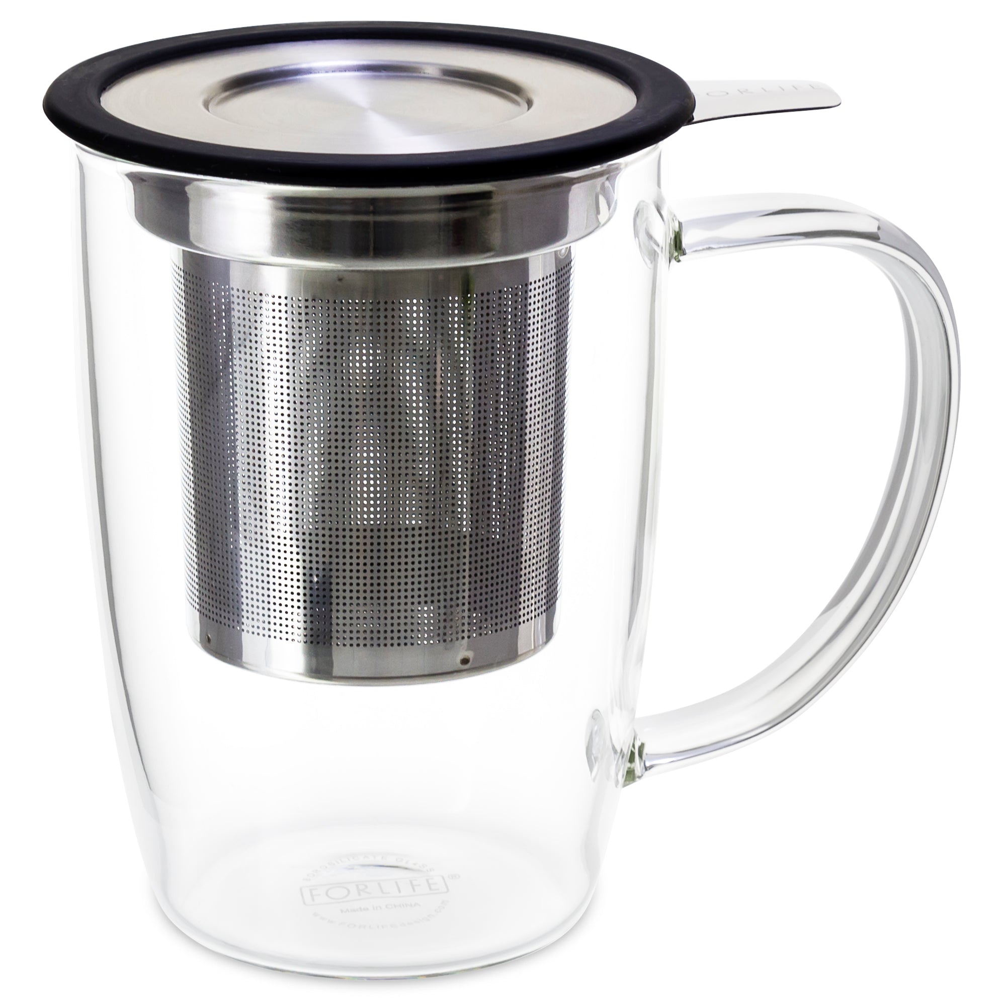 NewLeaf Glass Tall Tea Mug with Infuser & Lid 16 oz. – FORLIFE Design