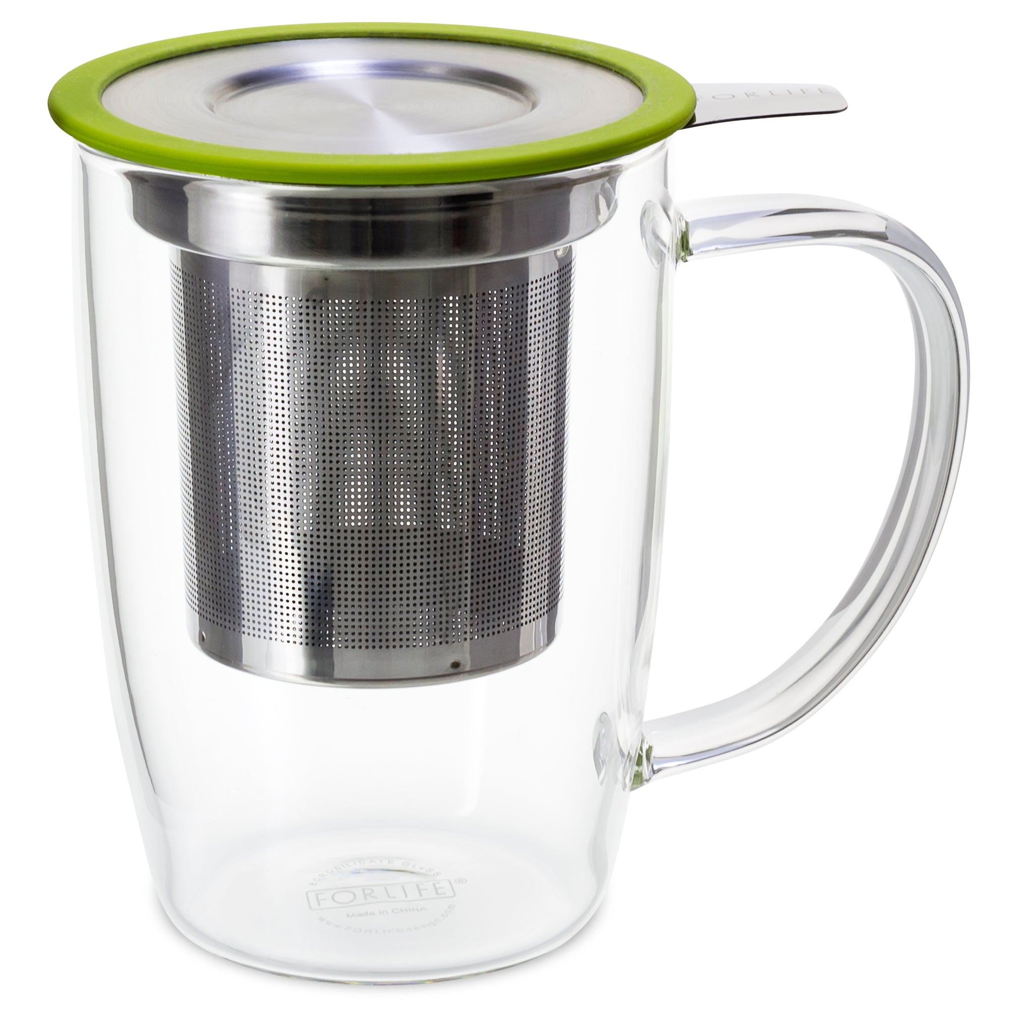 NewLeaf Glass Tall Tea Mug with Infuser & Lid 16 oz.