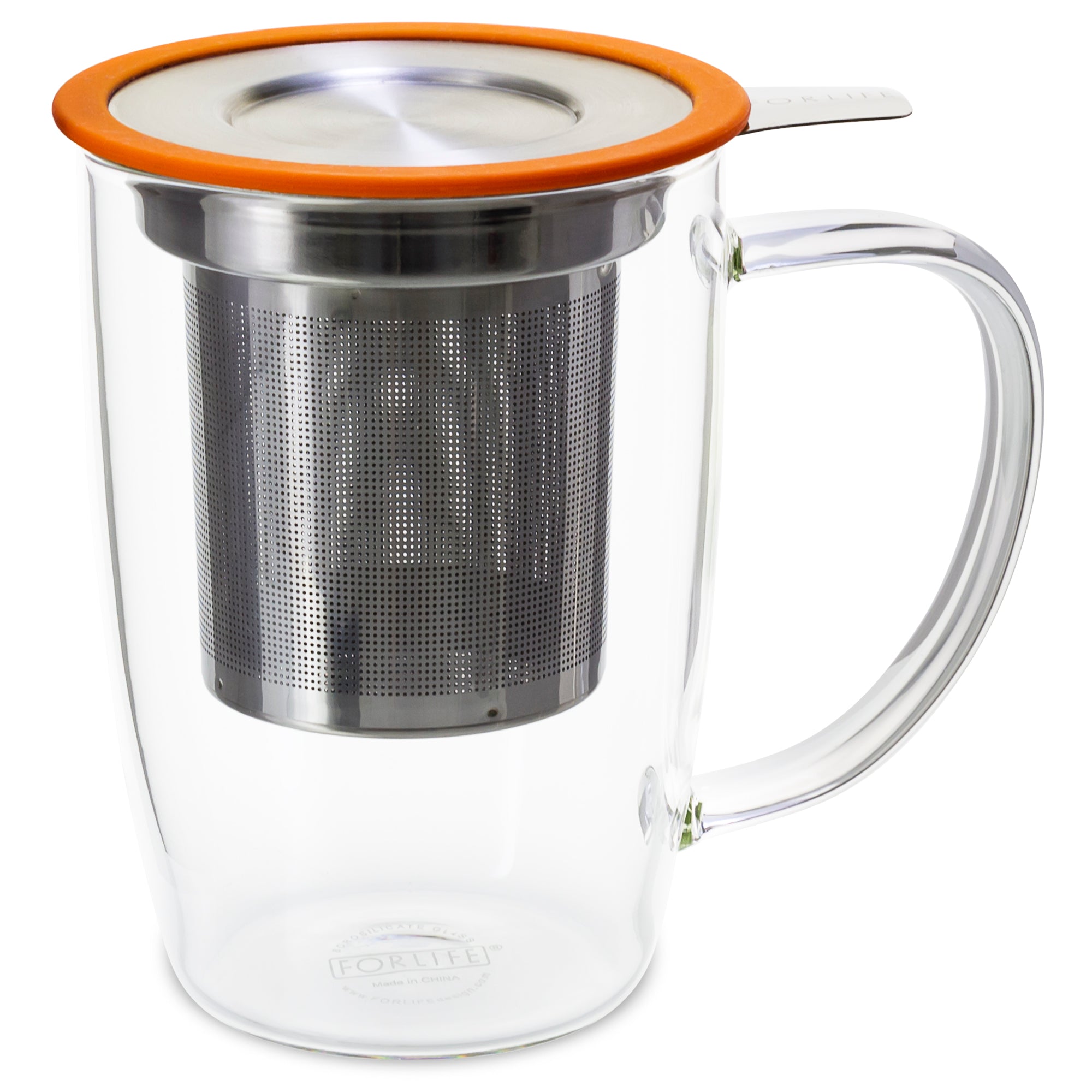 NewLeaf Glass Tall Tea Mug with Infuser & Lid 16 oz.