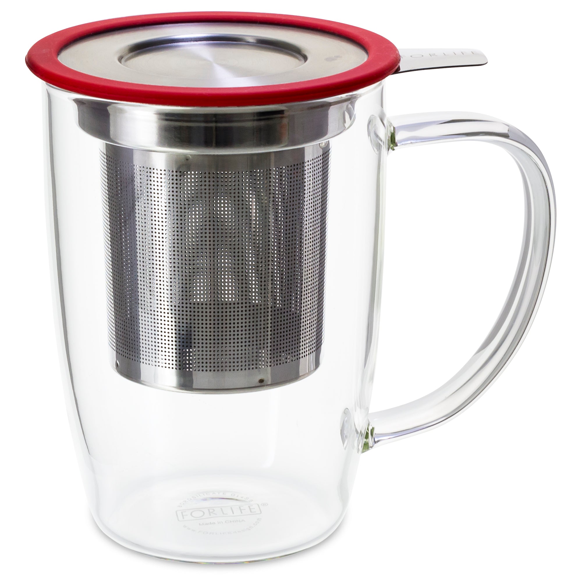 NewLeaf Glass Tall Tea Mug with Infuser & Lid 16 oz.