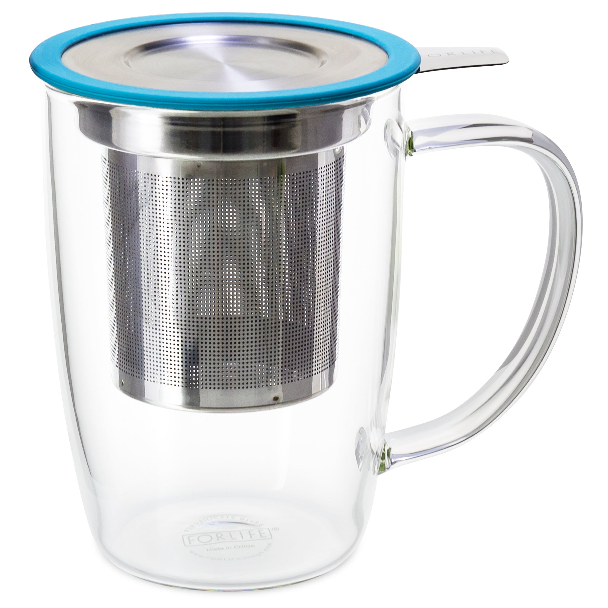 NewLeaf Glass Tall Tea Mug with Infuser & Lid 16 oz.