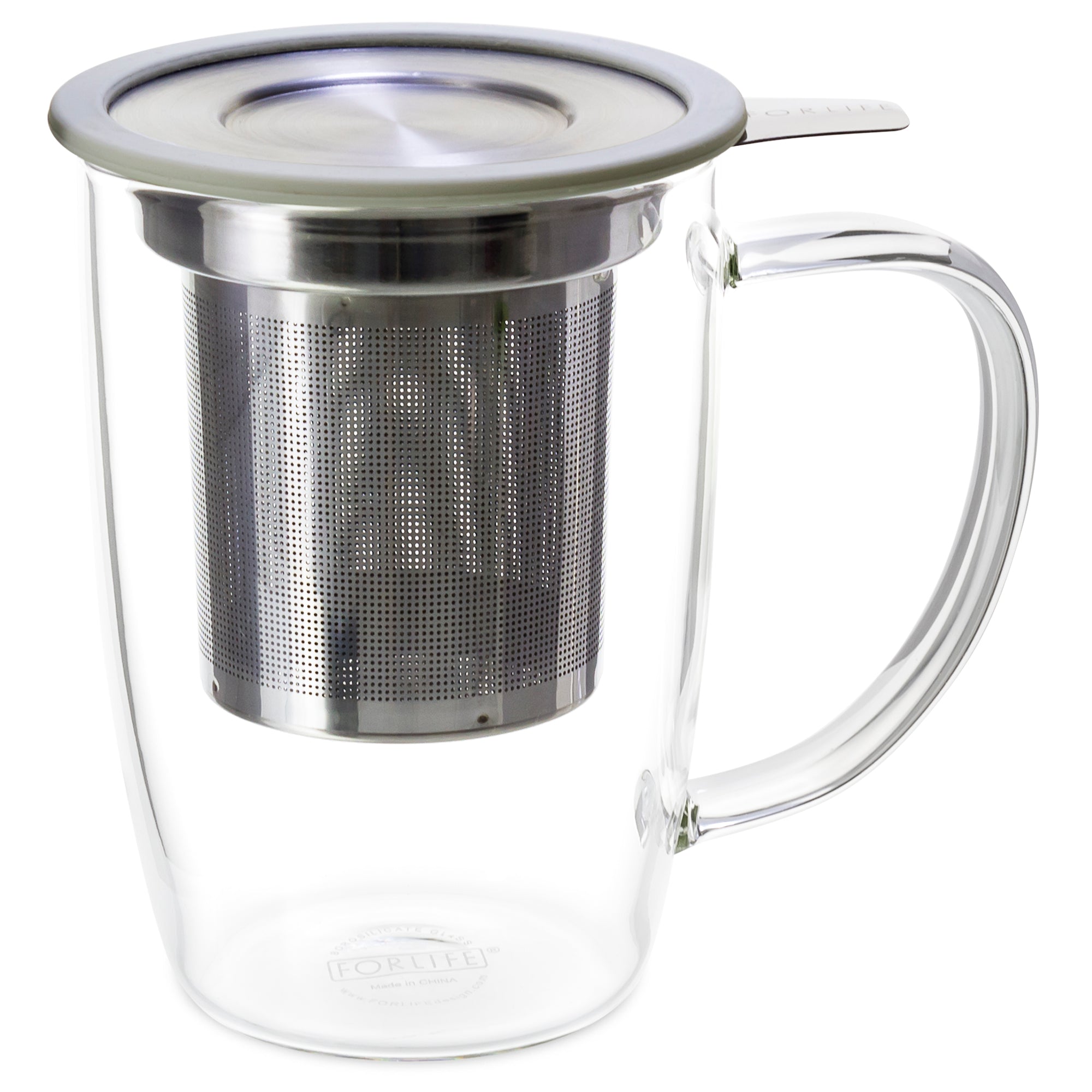 NewLeaf Glass Tall Tea Mug with Infuser & Lid 16 oz.