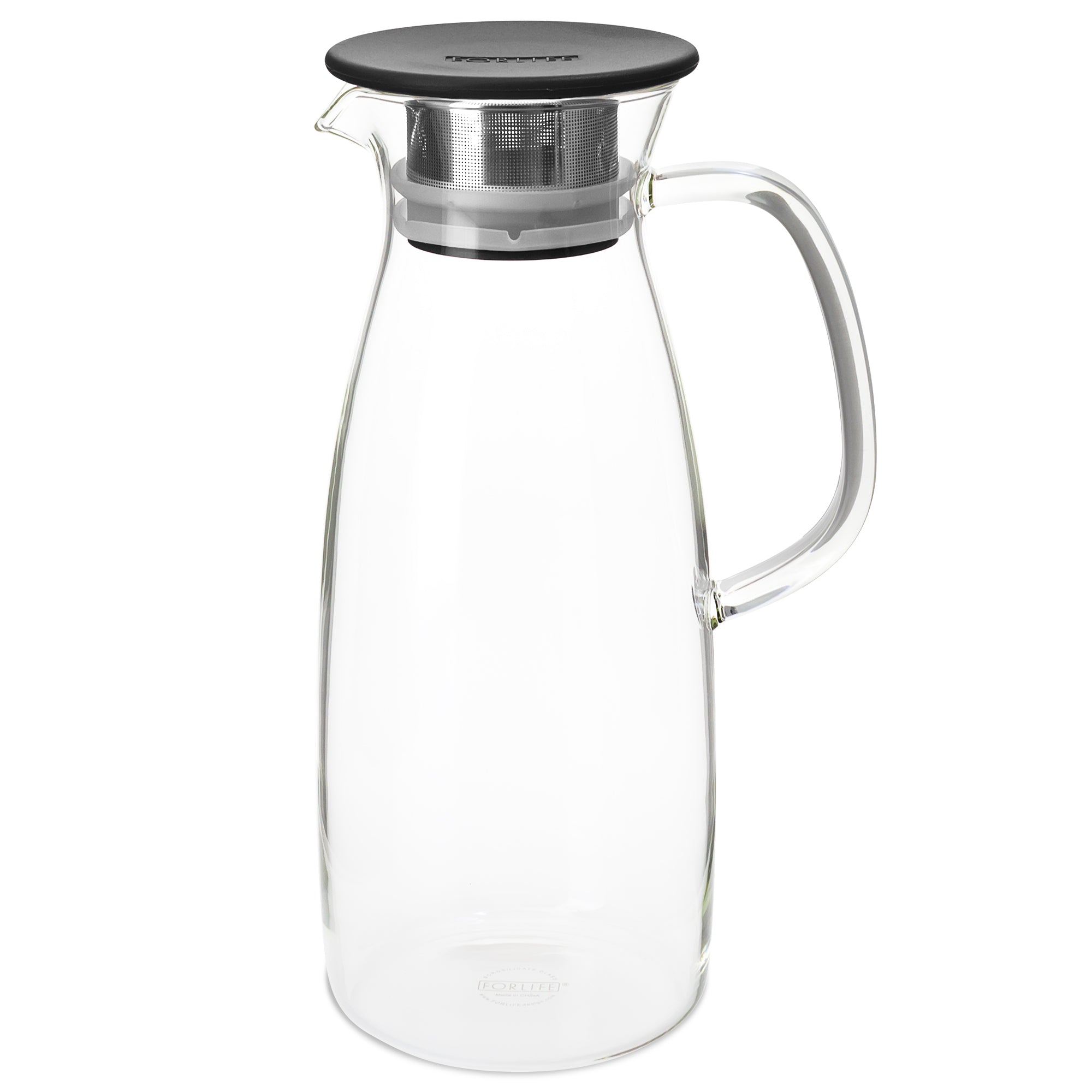 FORLIFE Flask Glass Iced Tea Jug, 64 oz, Charcoal