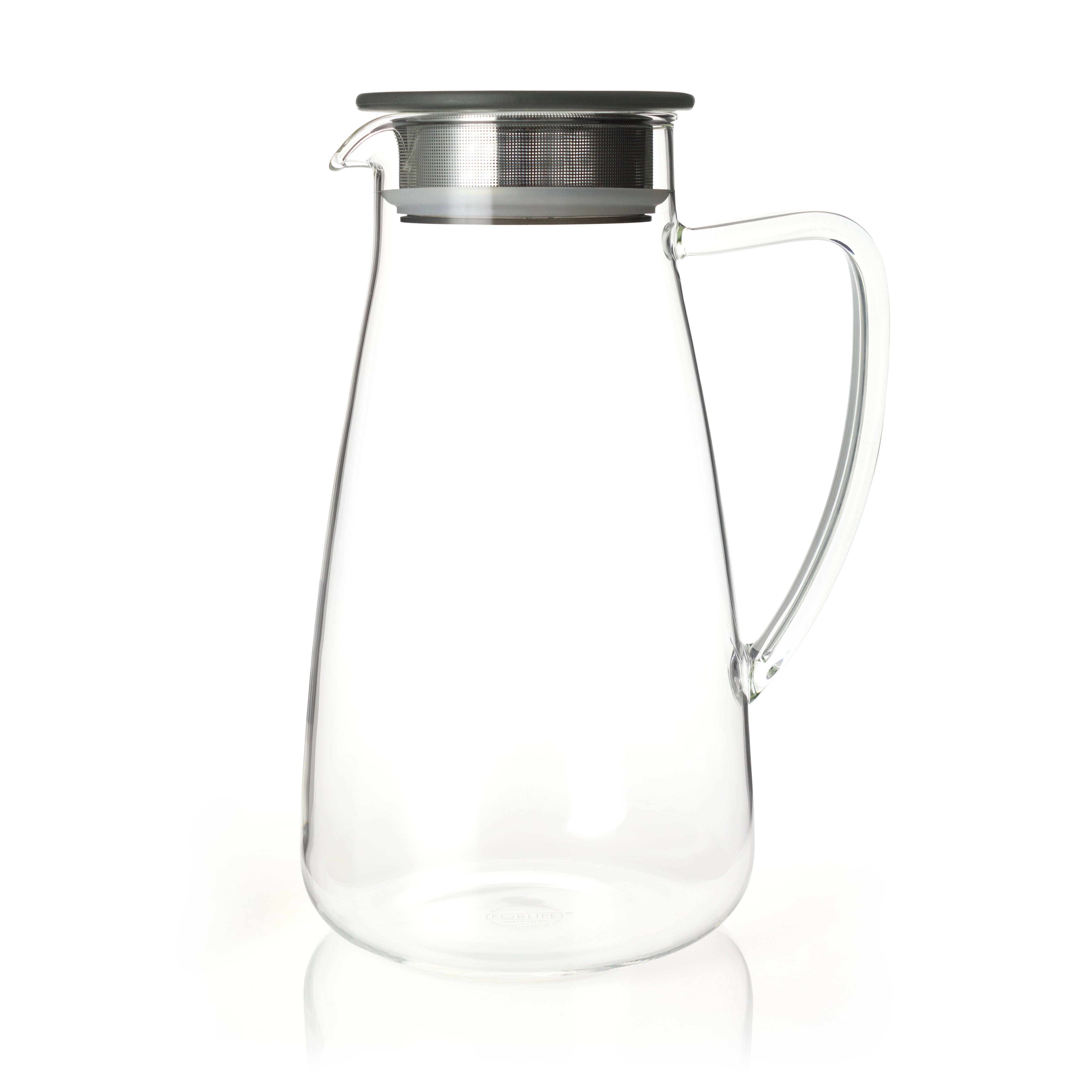 FORLIFE Lucent Glass Iced Tea Jug with Capsule Infuser 48-Ounce Charcoal