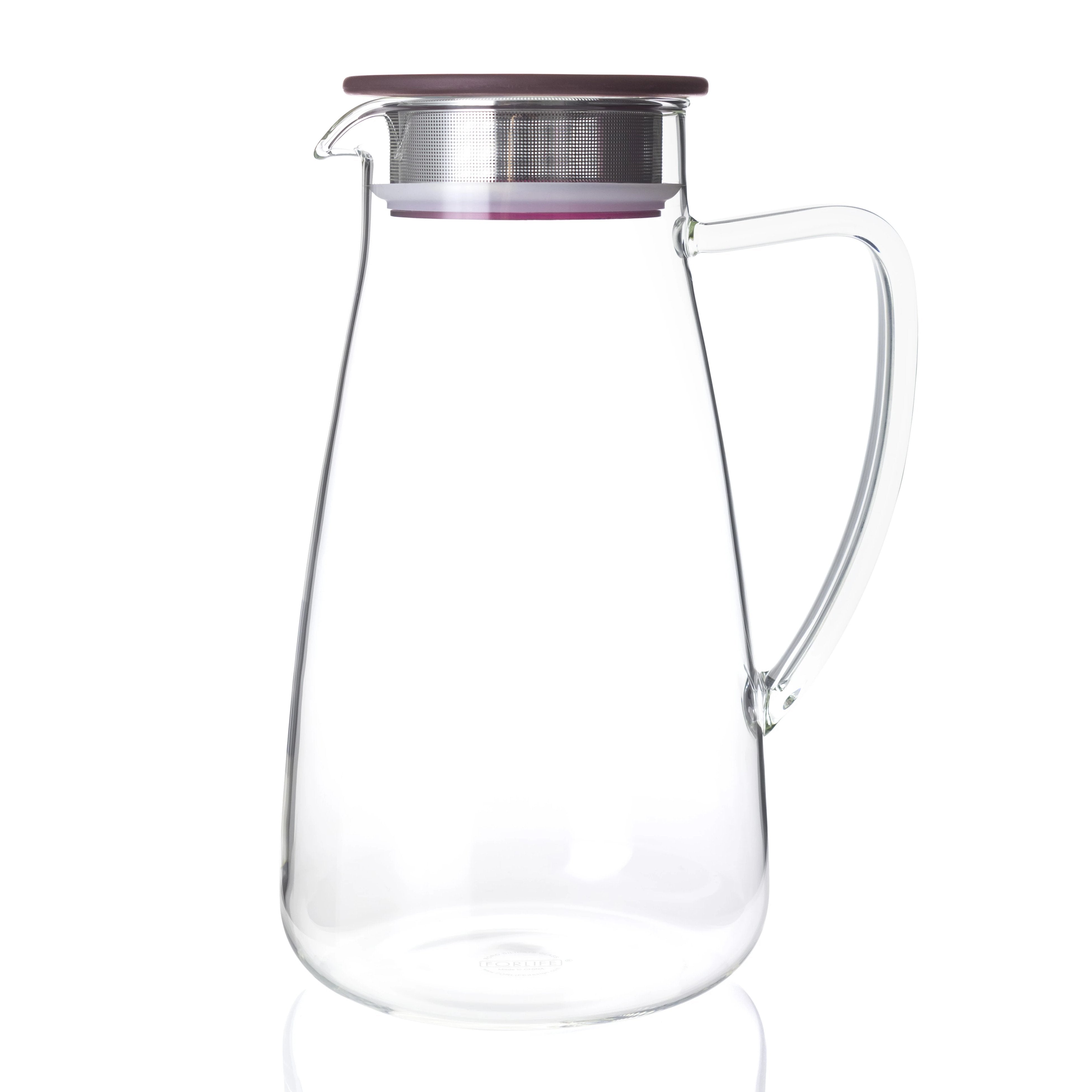 FORLIFE Flask Glass Jug Iced Tea Pitcher, 64 oz, Cranberry